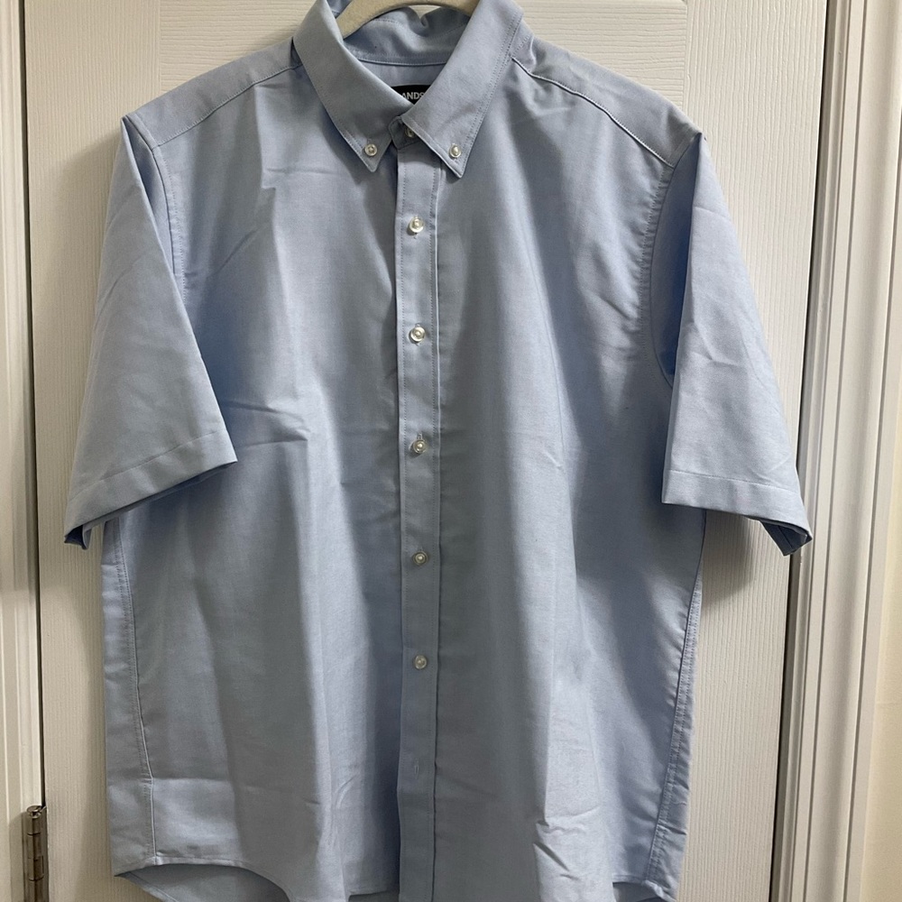 Lands End light blue boys button down shirt